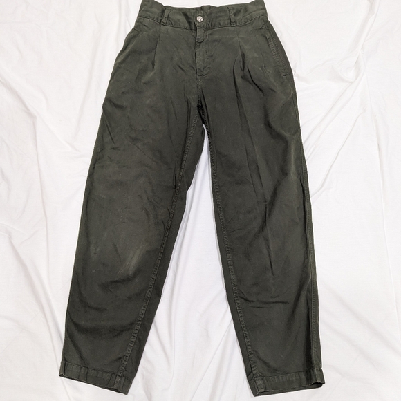 Edwin Isla Juniper olive green pleated wide leg barrel pants size 26 (size 2/4) - Picture 5 of 13